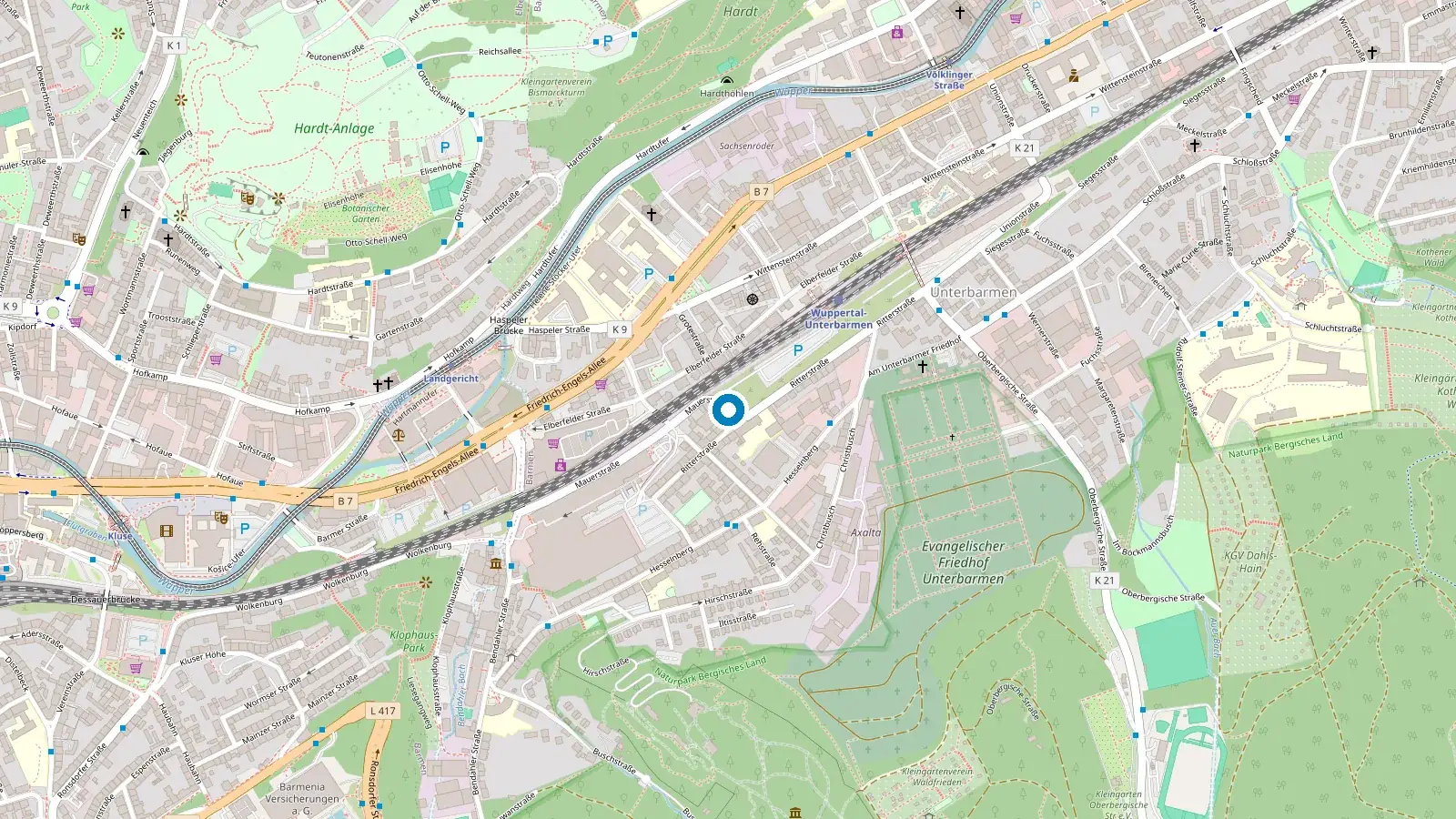 Karte: Mauerstraße 40 in Wuppertal-Barmen, Standort von C. Schmalenbach